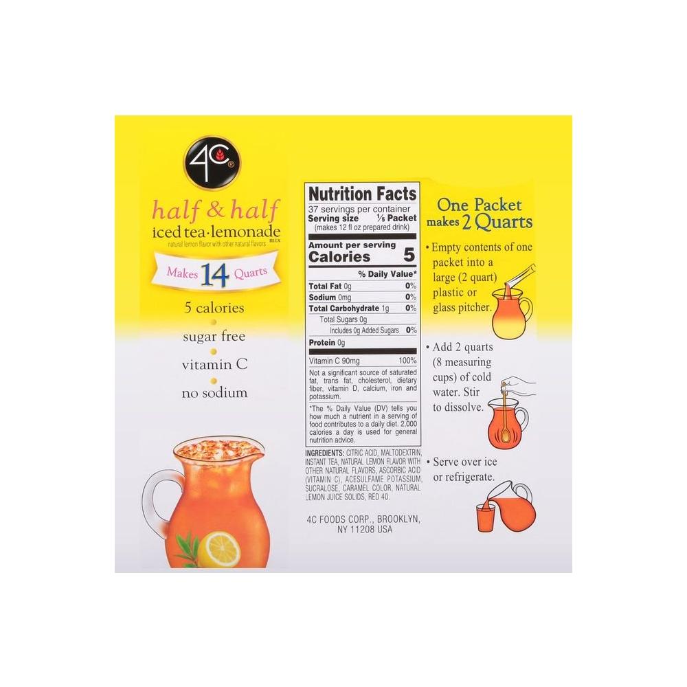 4C Powder Drink Mix Sugar Free Pitcher Packs Refreshing Water Flavorings Makes 2 Quarts Each Packet Lemonade 7 Count Pack of 3 - Whlsome - Unsorted