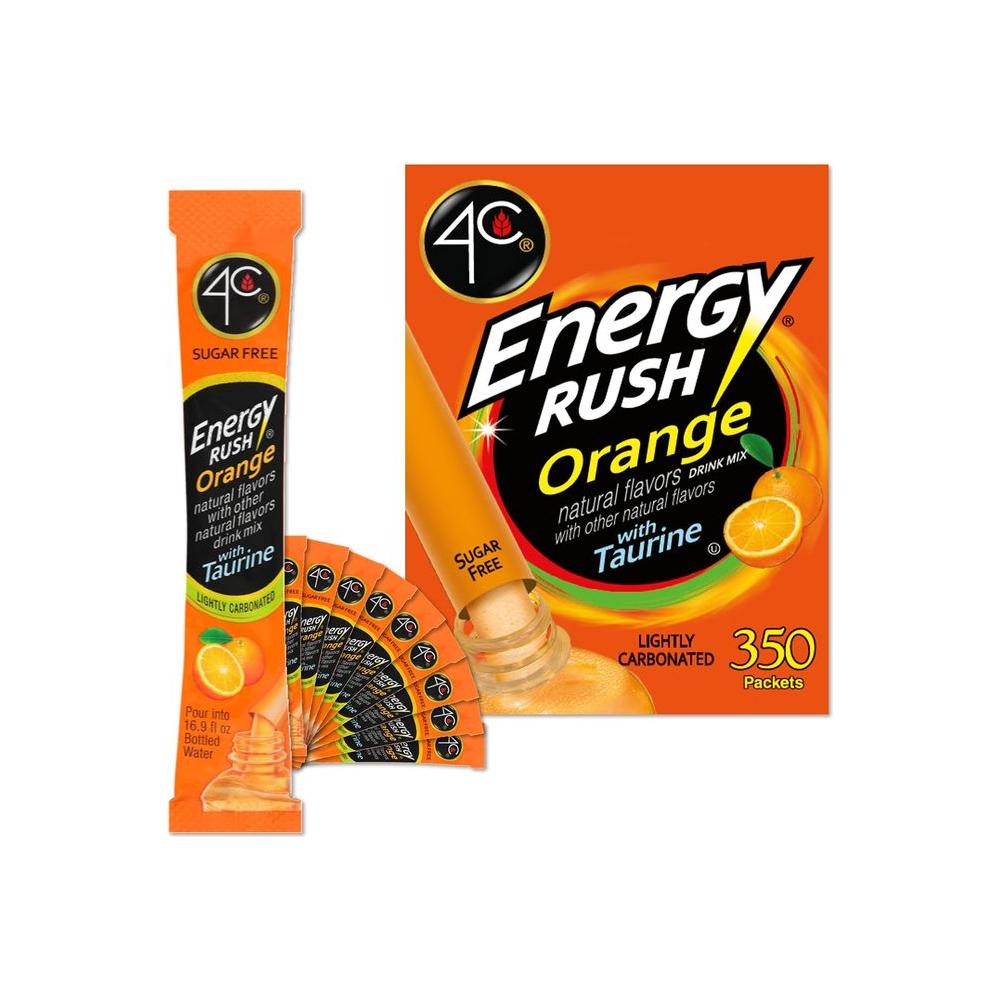 4C Powder Energy Rush Stix Energy Rush Orange 350 Count Bulk Buy Singles Stix On the Go Refreshing Water Flavorings Value Pack - Whlsome - Unsorted