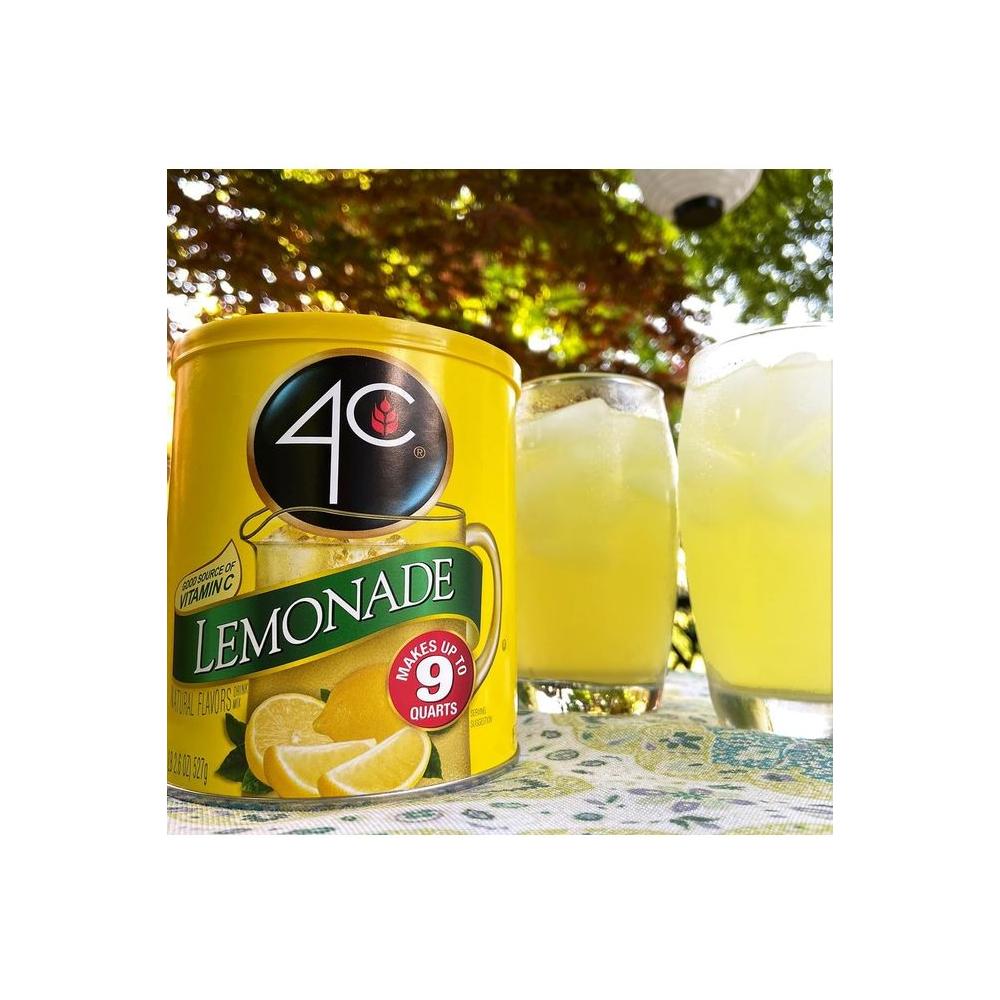 4C Powdered Drink Mix Canister Lemonade 6 Pack 9 Quarts Family Sized Bin Thirst Quenching Flavors - Whlsome - Drinks & Beverages