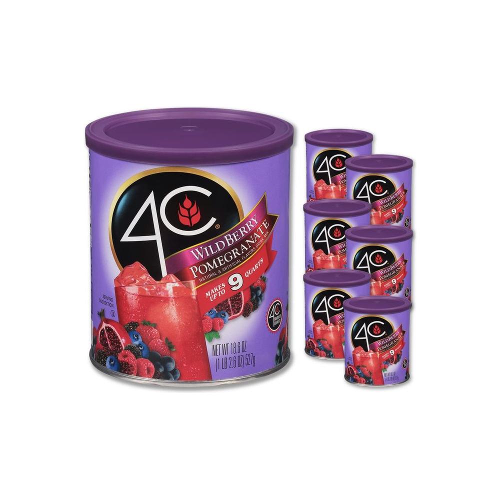 4C Powdered Drink Mix Canister Wildberry Pomegranate 6 Pack 9 Quarts Family Sized Bin Thirst Quenching Flavors - Whlsome - Drinks &amp; Beverages