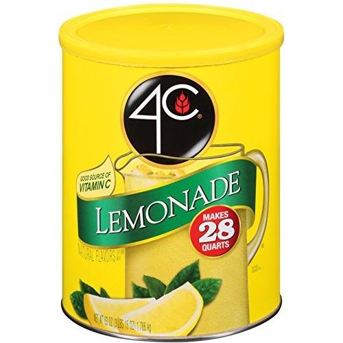 4C Powdered Drink Mix Cannisters Lemonade 28 Quarts Family Sized Cannister Thirst Quenching Refreshing Flavors Lemonade 580 Ounce Pack of 1 - Whlsome - Drinks & Beverages