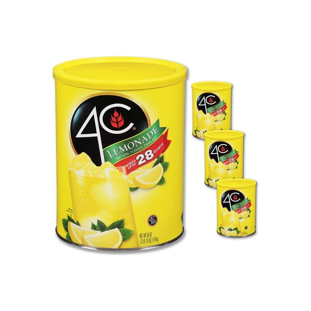 4C Powdered Drink Mix Cannisters Lemonade 3 Pack 28 Quarts Family Sized Cannister Thirst Quenching Refreshing Flavors - Whlsome - Grocery (Other)