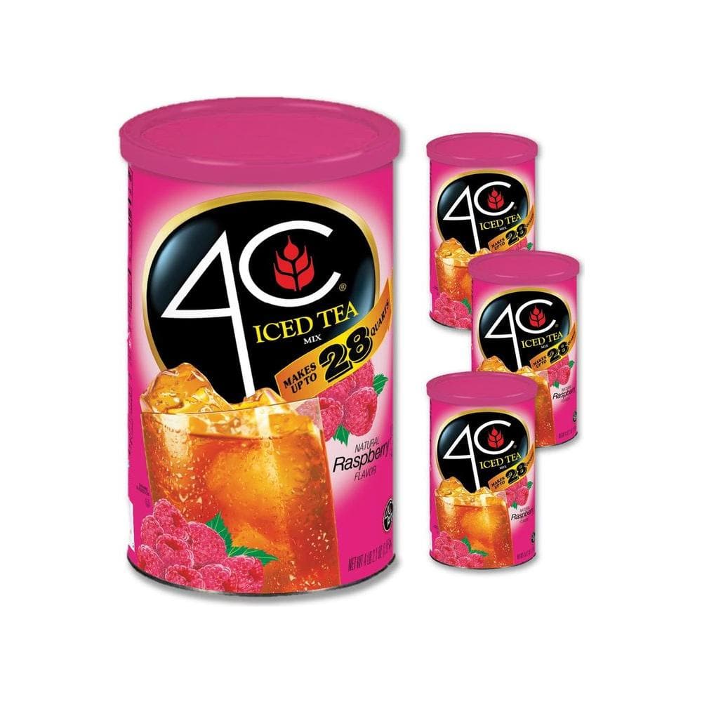 4C Powdered Drink Mix Cannisters - Raspberry Tea 3 Pack - 28 Quarts - Whlsome - Drinks & Beverages