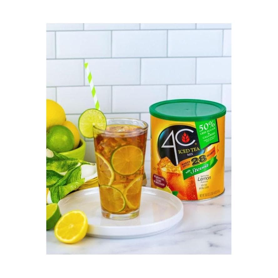 4C Reduced Sugar Powdered Drink Mix Canisters Iced Tea 28 Quarts Family Sized Canister Thirst Quenching Refreshing Flavors Lemon Iced Tea 369 Ounce Pack of 3 - Whlsome - Tea