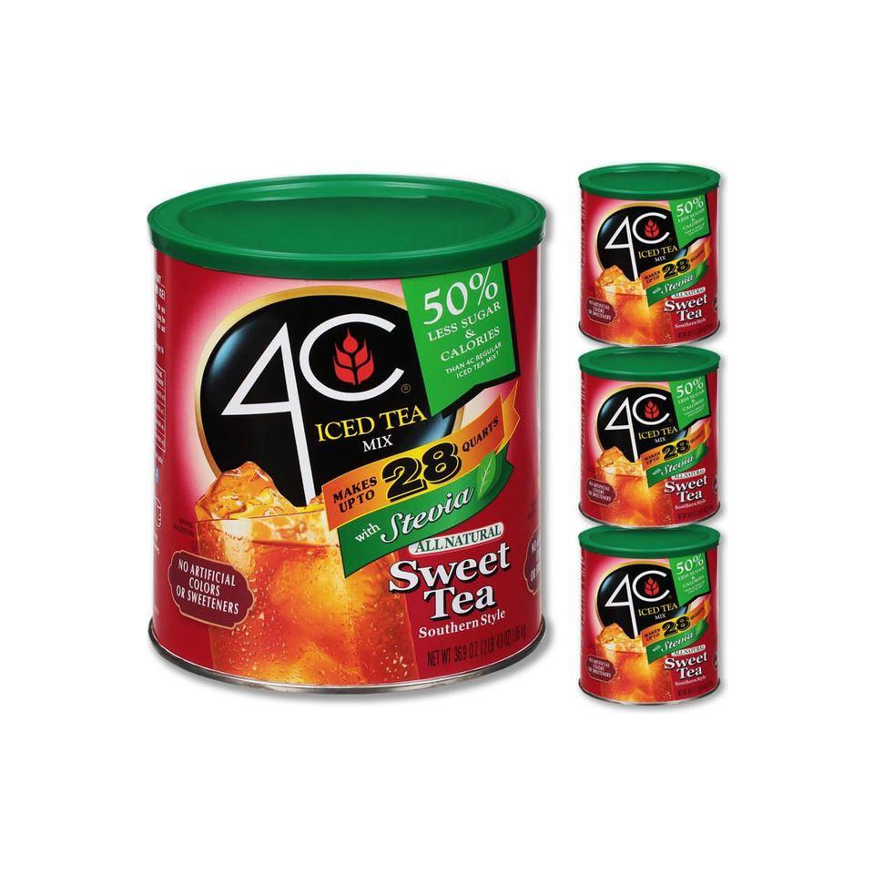 4C Reduced Sugar Powdered Drink Mix Canisters Iced Tea 28 Quarts Family Sized Canister Thirst Quenching Refreshing Flavors Sweet Tea 369 Ounce Pack of 3 - Whlsome - Iced Tea