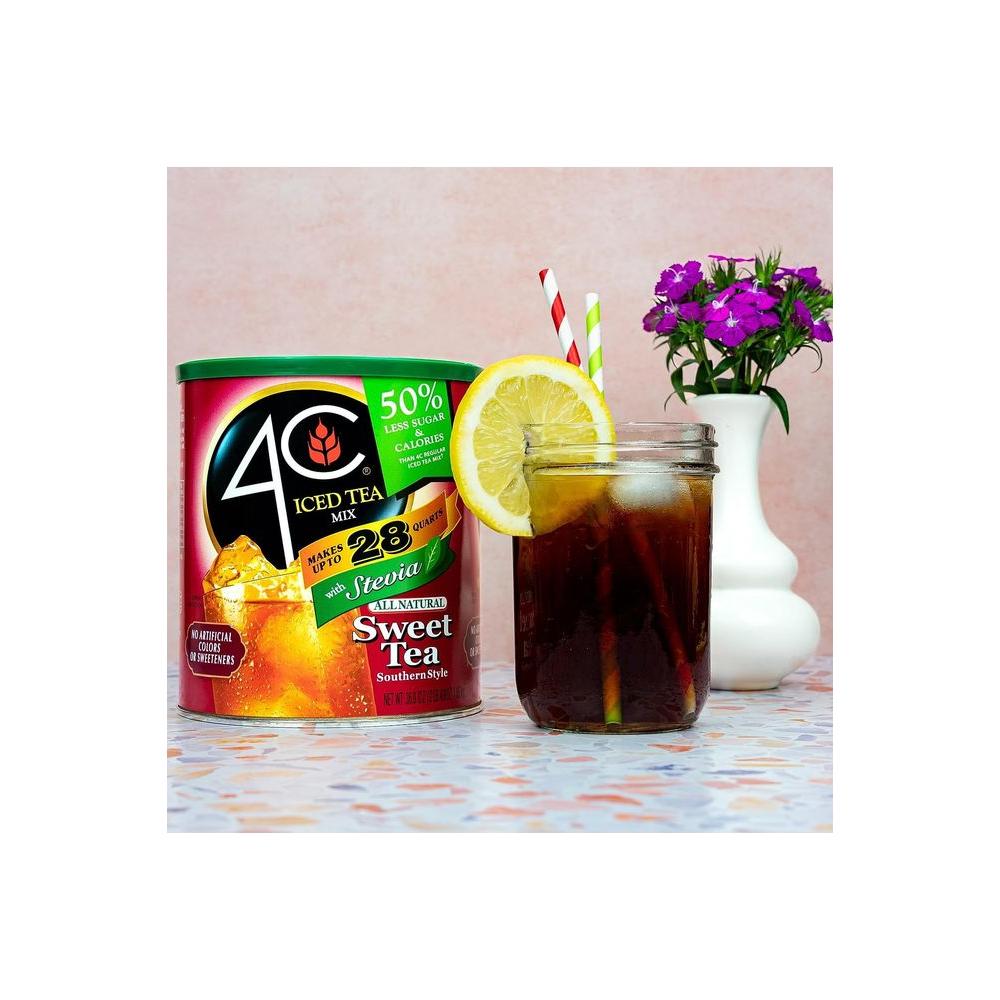 4C Reduced Sugar Powdered Drink Mix Canisters Iced Tea 28 Quarts Family Sized Canister Thirst Quenching Refreshing Flavors Sweet Tea 369 Ounce Pack of 3 - Whlsome - Iced Tea