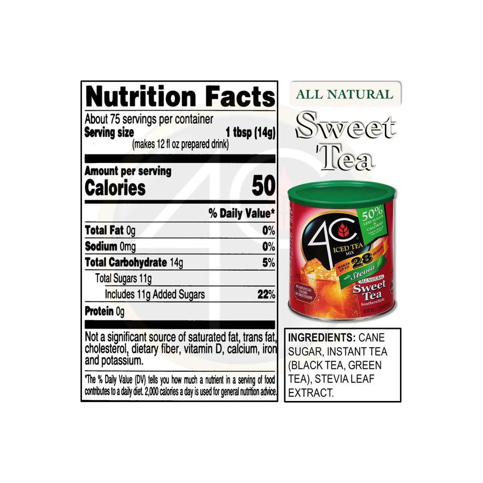 4C Reduced Sugar Powdered Drink Mix Canisters Iced Tea 28 Quarts Family Sized Canister Thirst Quenching Refreshing Flavors Sweet Tea 369 Ounce Pack of 3 - Whlsome - Iced Tea