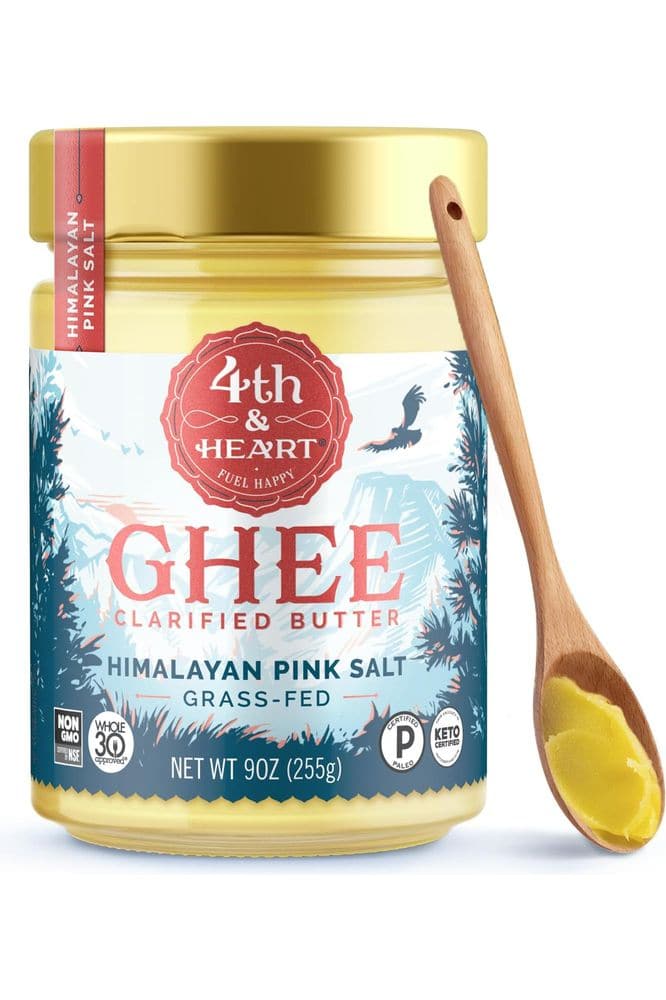 4th & Heart Himalayan Pink Salt Grass - Fed Ghee, 9 Ounce, Keto Pasture Raised, Lactose and Casein Free, Certified Paleo - Whlsome - Ghee