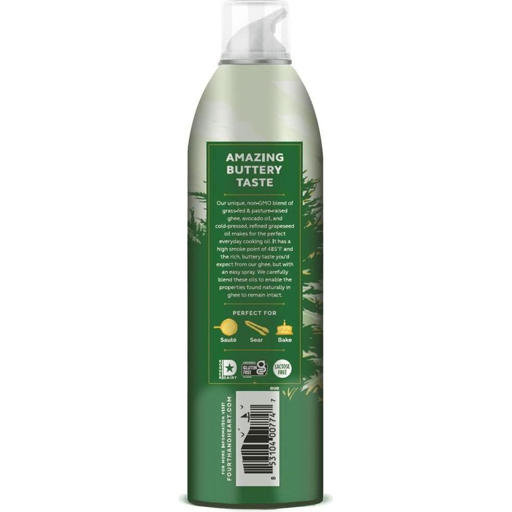 4th & Heart Original Ghee Oil Cooking Spray, 5 Ounce, Non - Stick High Heat Blend of Grass - fed Ghee, Avocado, and Grapeseed Oils, Keto, Pasture Raised, Lactose Free, Certified Paleo - Whlsome - Cooking Oils