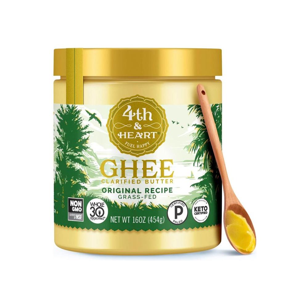 4th & Heart Original Grass - Fed Ghee, 16 Ounce, Keto, Pasture Raised, Non - GMO, Lactose and Casein Free, Certified Paleo - Whlsome - Ghee