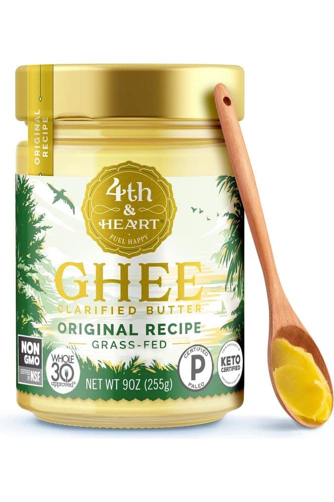 4th & Heart Original Grass - Fed Ghee, 9 Ounce, Keto, Pasture Raised, Lactose and Casein Free, Certified Paleo - Whlsome - Ghee