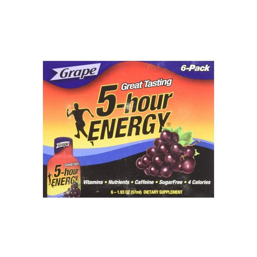 5 Hour Energy Drink shot grape 6Count 193 Oz - Whlsome - Sports Nutrition