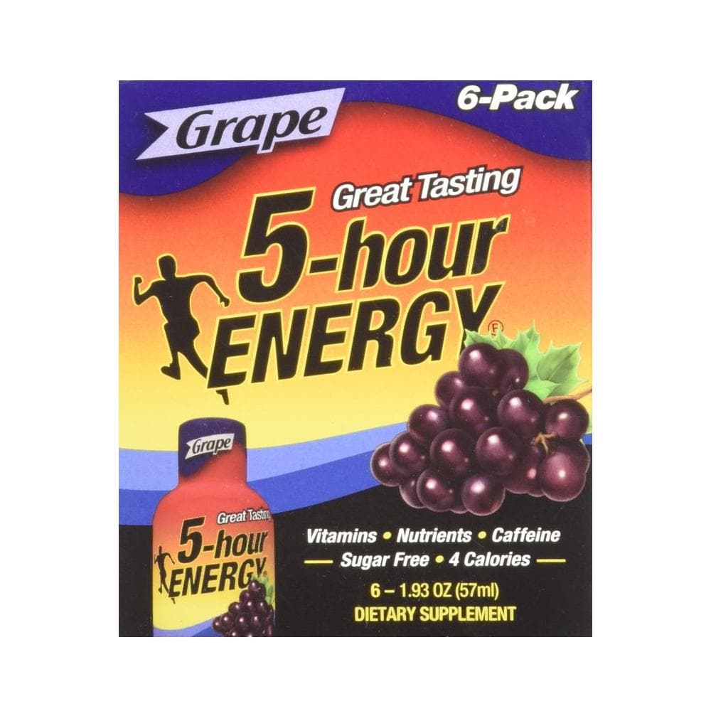 5 Hour Energy Drink shot grape 6Count 193 Oz - Whlsome - Sports Nutrition