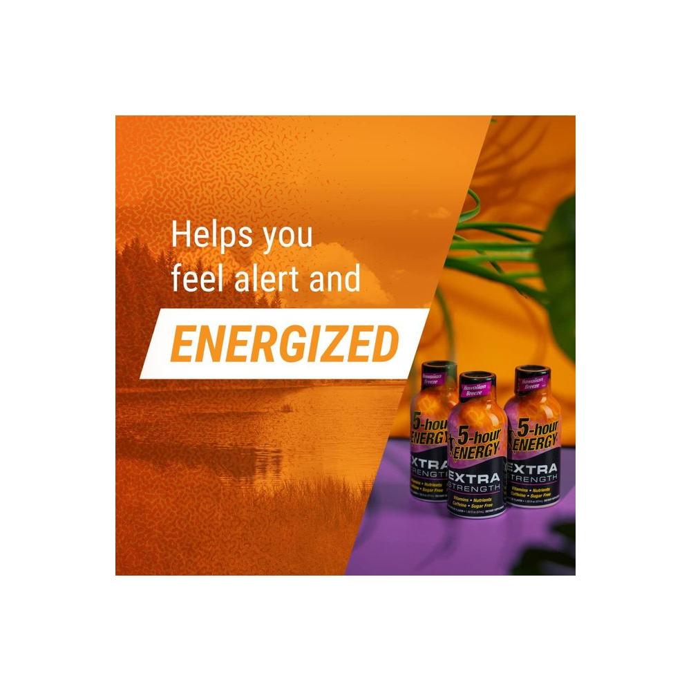 5 - hour ENERGY Extra Strength Energy Shot | Hawaiian Breeze Flavor | 1.93 oz. | 24 Count | Sugar - Free & Zero Calories | B - Vitamins & Amino Acids | 230mg Caffeinated Energy Shot | Dietary Supplement - Whlsome - Sports Nutrition