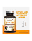 5 - HTP Capsules 200 mg 5HTP Plus Calcium for Calm and Mood Support - Extra Strength 5 HTP - 5 Hydroxytryptophan Supplement - Premium, Natural, Gluten Free, and Non - GMO - 120 Vegetarian Capsules - Whlsome - Vitamins & Supplements