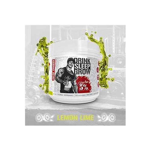 5% Nutrition Rich Piana Drink Sleep Grow | Nighttime Muscle Builder, BCAA Post Workout Recovery Drink Powder | Aminos, EAAs, Glutamine, GABA, Mucuna Pruriens, Joint Support | 15.66 Ounce (Lemon Lime) - Whlsome - Sports Nutrition