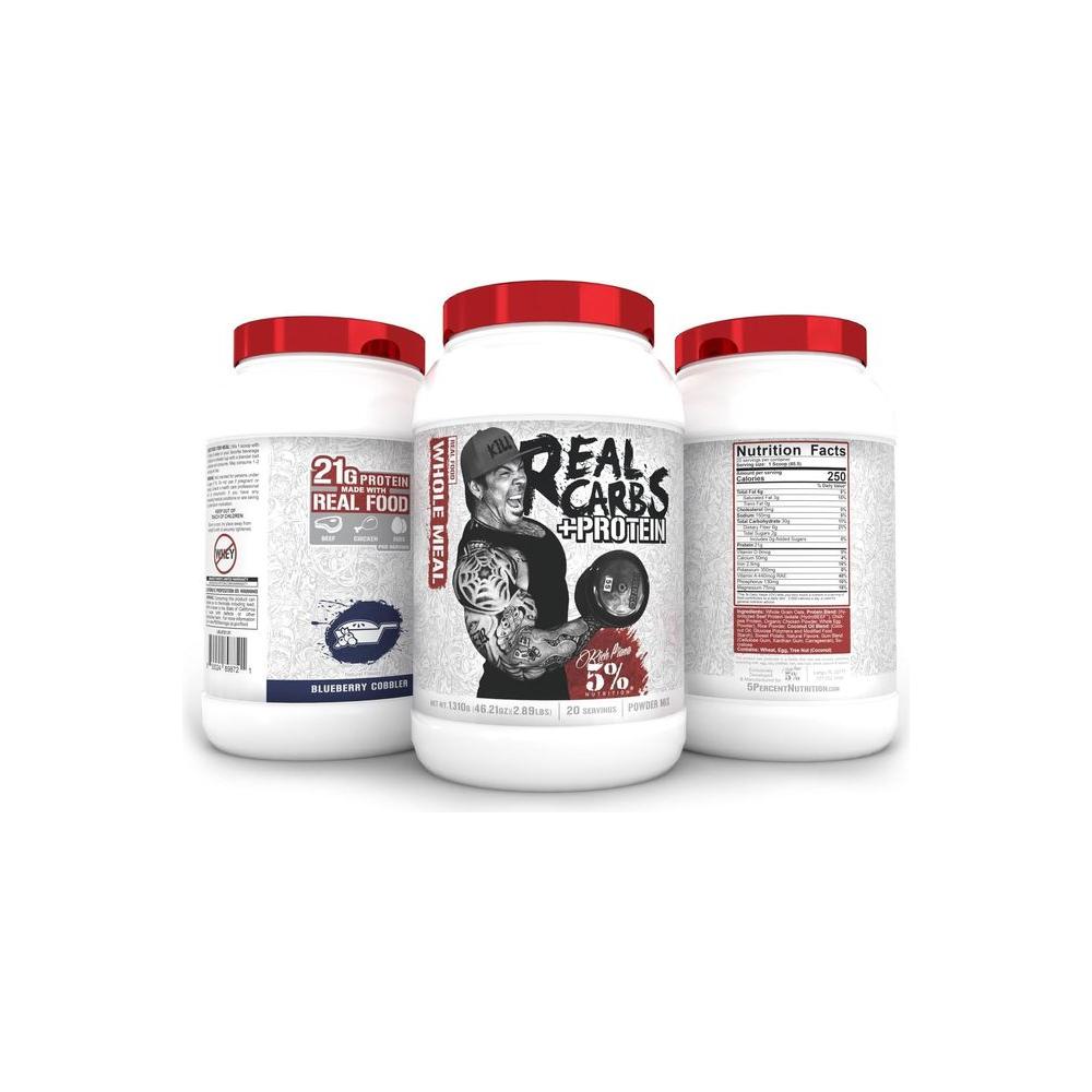 5% Nutrition Rich Piana Real Carbs + Protein - 2.95 lb, 20 Srvinngs - Whlsome - Weight Gainers