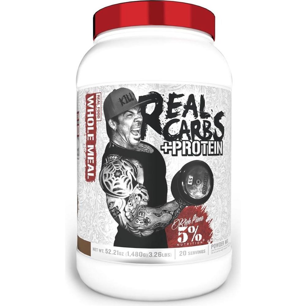 5% Nutrition Rich Piana Real Carbs + Protein - 3.4 lb, 22 Servings - Whlsome - Sports Nutrition