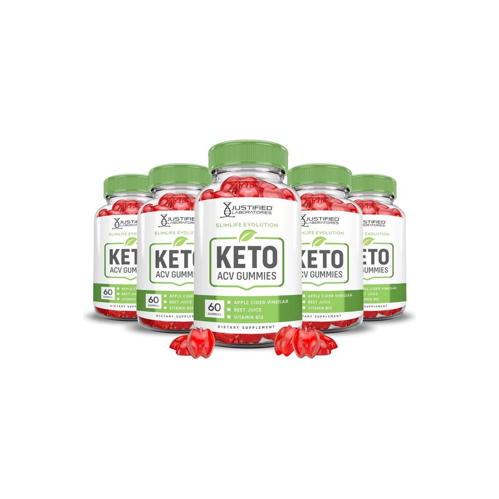 (5 Pack) Slimlife Evolution Keto ACV Gummies Slim Life Evolution Keto Gummies Slimlife Keto Gummy Advanced 1000MG Apple Cider Vinegar Formulated Pomegranate Beet Juice Powder B12 Vegan 300 Gummies - Whlsome - Detox & Cleanse