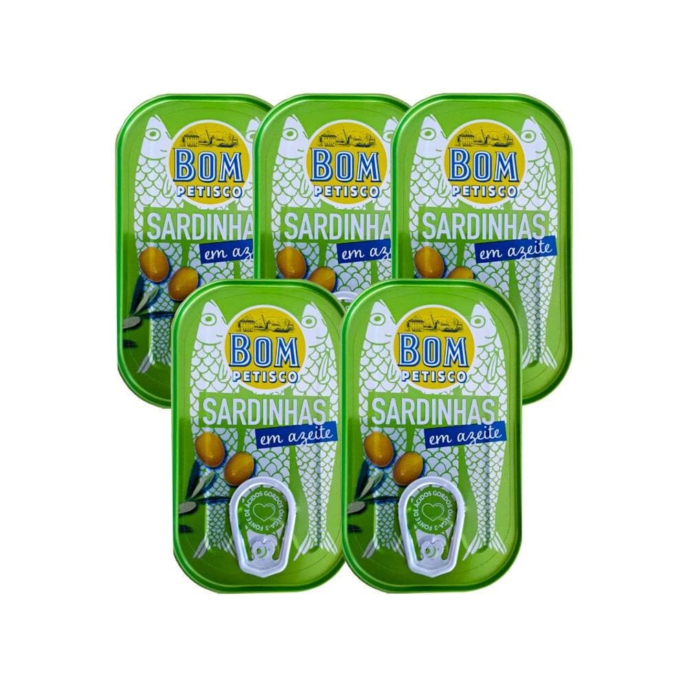 5 x 120 g x Bom Petisco Sardines in olive Oil Premium quality from Portugal rich in Omega3 Portugal - Whlsome - Olive Oil