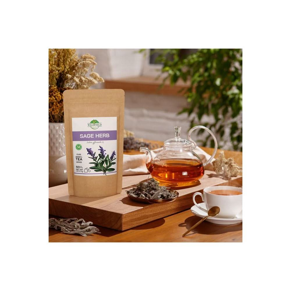 50 Bags Dried Sage Herb Herbs Tea Salvia officinalis 50 count Tea Bags Sage Herbal Tea Salvia Sage - Whlsome - Tea