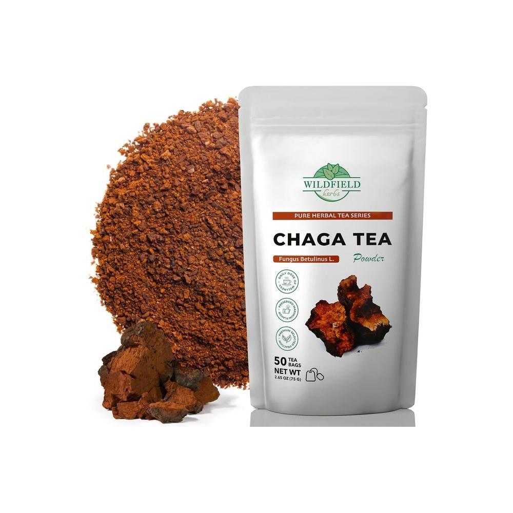 50 Chaga Tea Chaga Mushroom Tea Herbal Inonotus obliquus 50 Count 15g Tea Bags Chaga Herb Tea - Whlsome - Herbal Tea