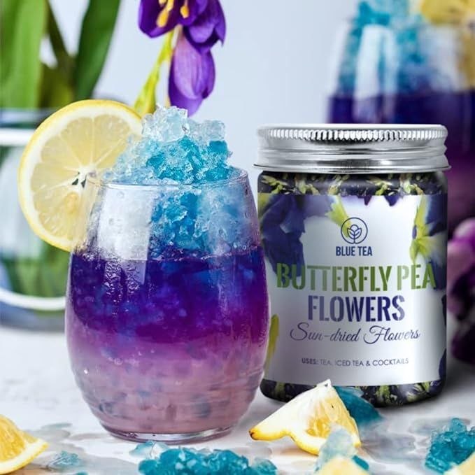 BLUE TEA  Butterfly Pea Flower Herbal Tea 176 Oz  DETOX TEA  Iced Teas Coolers Cocktails  Caffeine Free  Gluten Free  NonGMO  Pet Jar Pack