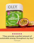 OLLY Daily Energy Gummy, Caffeine Free, Vitamin B12, CoQ10, Goji Berry, Adult Chewable Supplement, Tropical Flavor - 60 Count