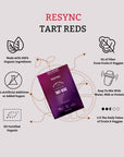 RESYNC 100 Organic Instant Smoothie  Reds Superfood Smoothie Powder ½ DV of Fruits  Veggies With 5g of Fiber Per Pouch PlantBased 0 Added Sugar No Artificial Colors Tart Reds 1 Pouch