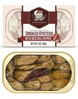 Otter Kingdom Premium Smoked Oysters with Red Chili Pepper in Pure Olive Oil 3Ounce Pack of 12