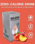 BOLERO  Iced Tea  Peach Flavored Sugar Free and Low Calorie Powdered Drink Mix Makes 12 Gallon for Strong Flavor or 1 Gallon for Mild Flavor 12 Large Sachets  Europes Favorite Drink Mix