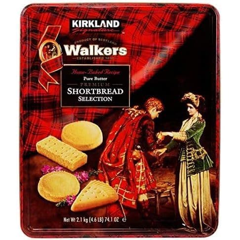 Kirkland Signature Walkers Home-Baked Pure Butter Premium Shortbread Selection Scottish Cookies - 4.6 lbs (74.1 oz tin)