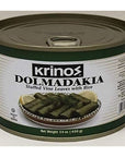 Krinos Dolmas Stuffed Grape Leaves with Rice Mediterranean Herbs in Sunflower Oil  Super Tasty Ready to Eat Vegan Rolls  Traditional Turkish Recipe  Dolmades Can 1