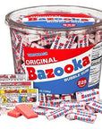 Bazooka Bubble Gum 225 Count Individually Wrapped Chewing Gum - Original Bubble Gum - Pink Chewing Bubble Gum Bulk Tub - Fun Holiday Stocking Stuffers - Bulk Candy Gift Stocking Stuffer For Kids