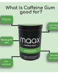 Maax Caffeine Gum  125mg of caffeine per piece  Spearmint  25 pieces per container  Focus Supplement