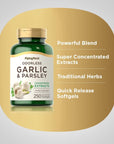 Piping Rock Odorless Garlic and Parsley Pills | 500mg | 250 Softgel Capsules | Concentrated Herbal Extract | Non-GMO, Gluten Free Supplement