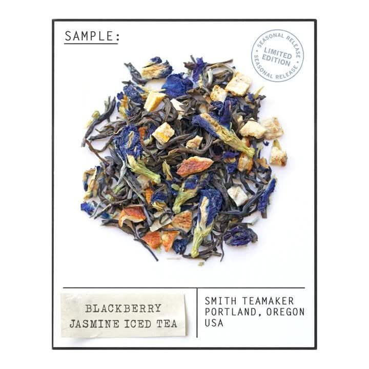 Smith Teamaker  Blackberry Jasmine No 76 Jasmine Silver Tip Sweet Blackberry Orange Peel and Mango  Iced Tea 10 Count  1 Quart Sachets