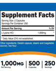 Nutricost L-Lysine 1000mg Per Serving, 250 Servings, 500 Capsules - Gluten Free, Non-GMO, 500mg Per Capsule