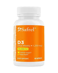 Safrel Vitamin D3 50,000 IU Supplement - Once Weekly Dose - 1250 mcg Veg Caps - Bone, Teeth, & Immune Support - 1 Year Supply - 60 Capsules - Adults & Seniors