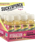 Suckerpunch Hydration Pickle Juice Shot Spicy Dill Flavor Gluten Free Post Workout Spicy Pickle Electrolyte Drink Low Calorie Muscle Cramp Defense Potassium Keto Friendly Non GMO 2 Oz 12 CT