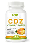 MUSCLE FOOD LABS | C D Z | Vitamin C, 1000mg | Vitamin D3, 125mcg | Zinc, 25mg | Non-GMO & Gluten Free | 120 Vegetarian Capsules |120 Servings