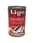 Sardines in Tomato Sauce with Chili Added Spicy  55oz Pack of 6 by Ligo