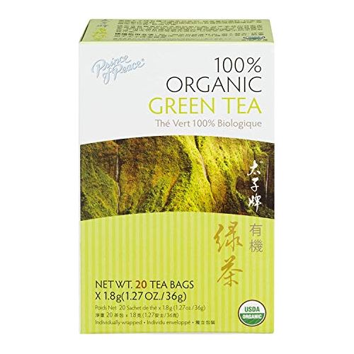 Prince of Peace Organic Green Tea 4 Pack  20 Tea Bags Each  100 Organic Green Tea  Unsweetened Green Tea  Lower Caffeine Alternative to Coffee  Herbal Health Benefits