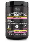 Véla Electrolyte Powder Recovery Drink + Energy (90 Servings | Lemon Berry) w Real Salt +BCAAs Sugar Free Electrolyte Supplement w Potassium Zinc & Magnesium for Hydration - Keto Electrolytes