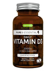 Pure & Essential Daily Vegetarian Vitamin D3 2000iu, Cholecalciferol, 365 Small Tablets,1-A-Day 1-Year Supply, by Igennus