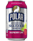 Polar Seltzer Water Raspberry Lime 100 Natural Sparkling Soda Beverage Soft Drink Cans  4 Cases 48 Pack