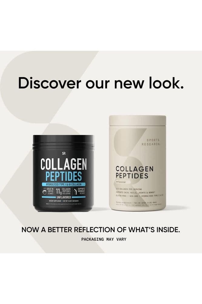 Sports Research Collagen Peptides for Women &amp; Men - Hydrolyzed Type 1 &amp; 3 Collagen Powder Protein Supplement for Healthy Skin, Nails, Bones &amp; Joints - Easy Mixing Vital Nutrients &amp; Proteins