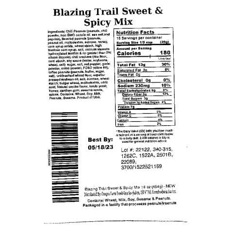 Oregon Farm Fresh Snacks Blazing Trail Sweet  Spicy Mix  Assortment of Tasty Nuts and Crunchy Crackers  Healthy and Satisfying Snack  Great Munchies for Game Night Hiking Beer Pub  16oz Pouch