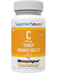 Superior Source Vitamin C 500 mg MicroLingual Tablets - Buffered VIT C Tangy Orange Melts - Immune System Booster, Energy Vitamins - 90 Count