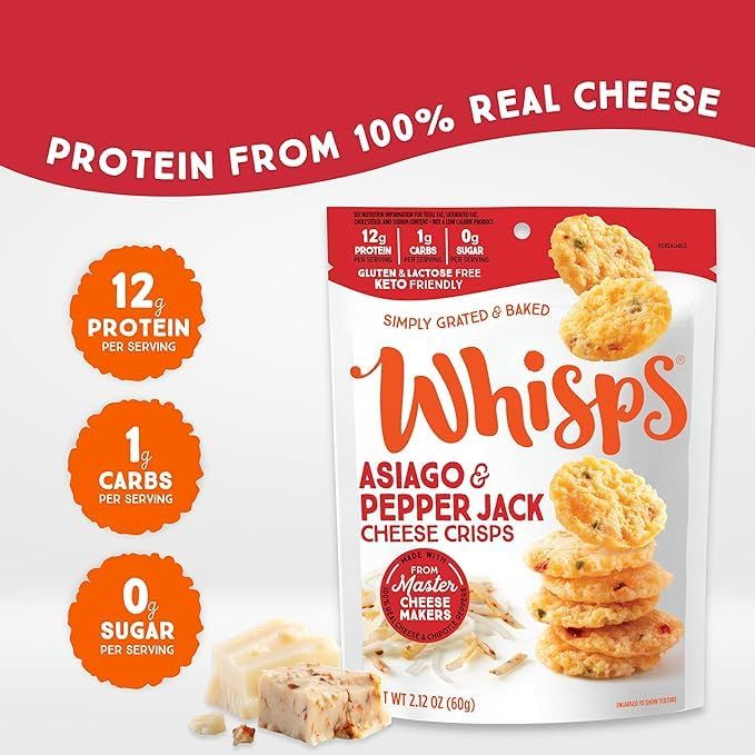 Whisps Cheese Crisps Variety Pack  Protein Chips  Healthy Snacks  Protein Snacks Gluten Free High Protein Low Carb Keto Food  Parmesan Asiago Cheddar Cheese 212 Oz 3 Pack